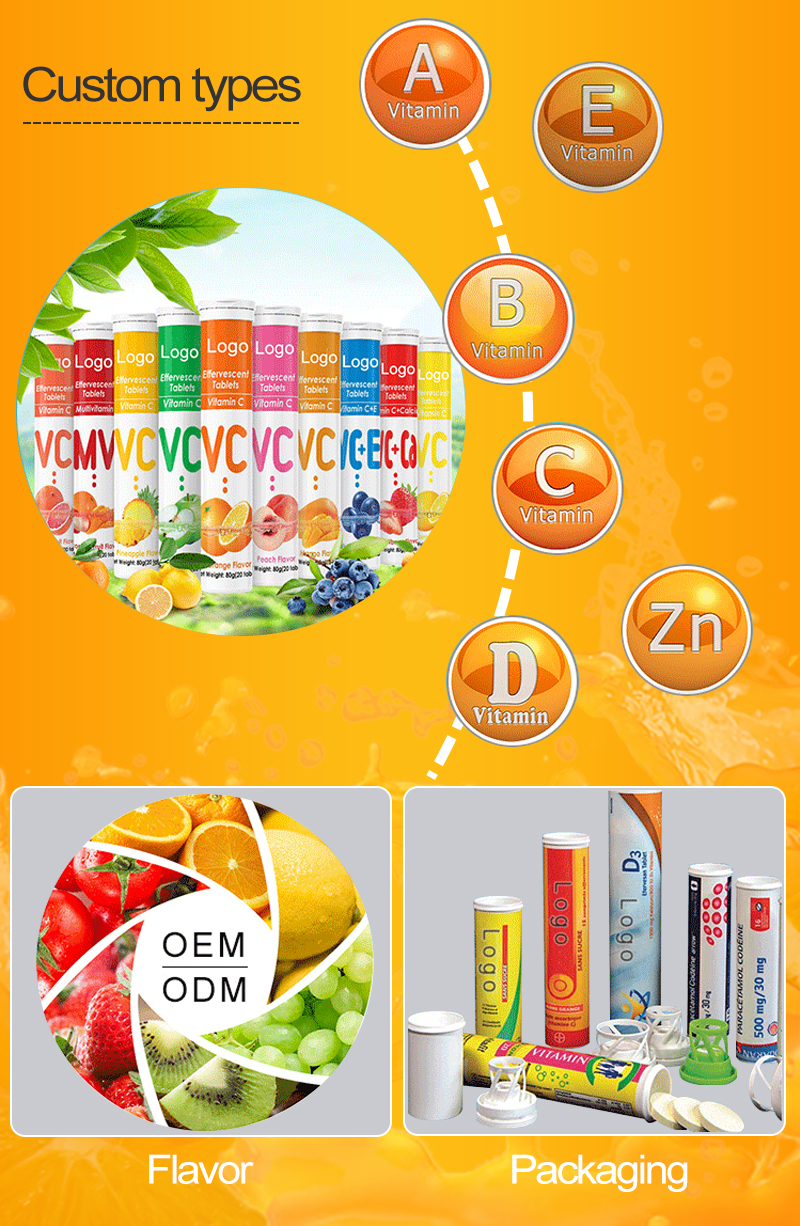 OEM/ODM Factory Supplier Healthcare Supplement Support Immunity Vitamin C Effervescent Tablets