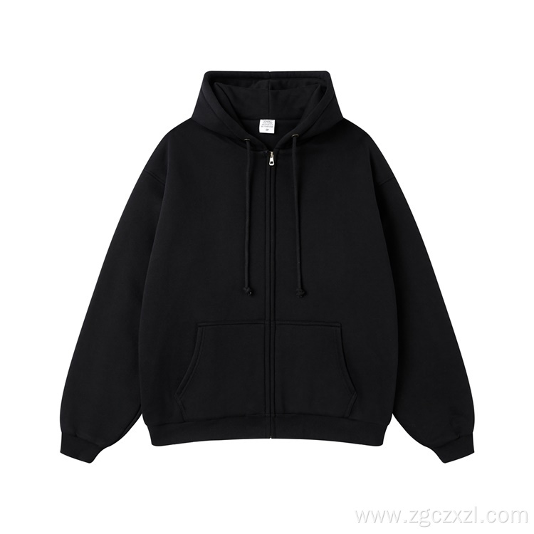 Heavy Thick Solid Color American Zipper Hoodie