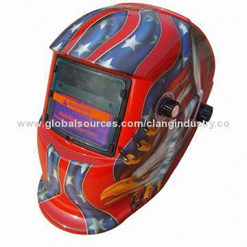Welding Helmet, Auto Dark, Solar-powered, Red Eagle