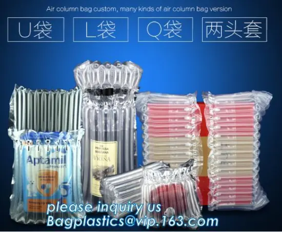 airbaker air cushion bags inflatable air pillow bag air column bag for wine, plastic pillow bag for filling