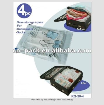 Roll-up Vacuum Bag/Transparent Plastic Travel Vacuum Bag