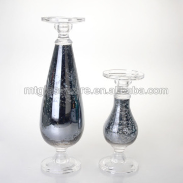2-tier tall hand painted glass candle holder