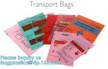 Biohazard Specimen Bags,Zip Specimen Transport Bag, Tear Off Pouch Bags, Attached Document Pouch. Printed Transport Bags