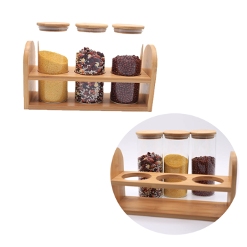 High Borosilicate Glass Jars with Airtight Bamboo Lids - 3pcs Food Storage Set for Kitchen