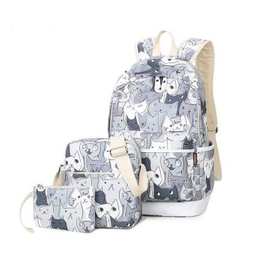 Wholesale 3pcs/set Cats Printing Backpacks Animal School Bags