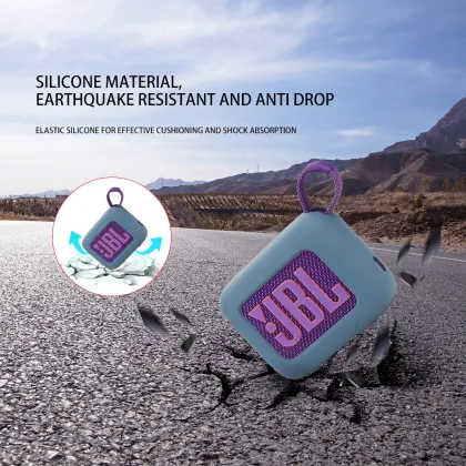 Waterproof Silicone Case Cover for JBL GO4 Speaker with Keychain