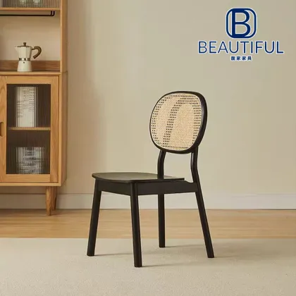 Rubber wood palm-leaf fan chair