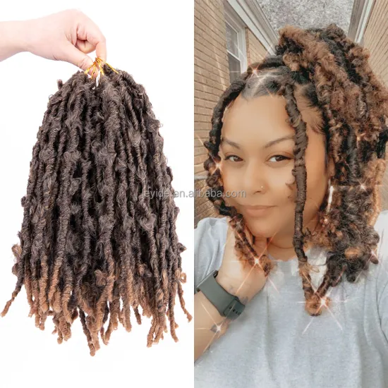 AliLeader Synthetic Hair 12 Inch Soft Butterfly Locs Crochet Hair Pre Made Messy Distressed Faux Locs Butterfly Bob Locs