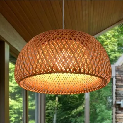 Bamboo Pendant Light - Rattan Chandelier for Restaurant