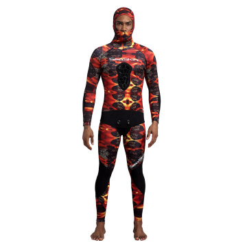 Hooded Spearfishing Suit in Camouflage Pattern