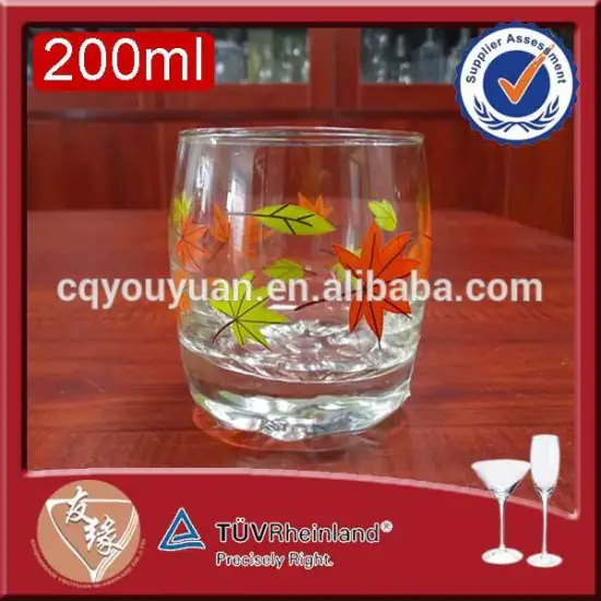 New products stylish custom decaled 200ml round water glasses wholesale