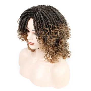 Synthetic Braided Wigs for Women Ombre Dreadlocks Crochet Hair Wigs with Curly Ends Heat Resistant Afro Short Curly Daily Wigs
