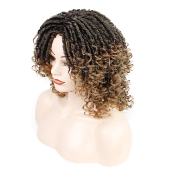 Synthetic Braided Wigs for Women Ombre Dreadlocks Crochet Hair Wigs with Curly Ends Heat Resistant Afro Short Curly Daily Wigs