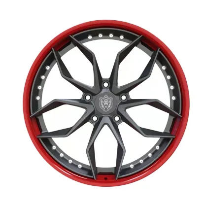 Black Red Racing Car Forged Wheels 5X112 - Professional Factory Custom Sport Car Rims