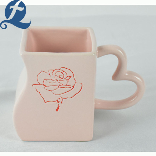 Household colorful ceramic heart cup with lovers use