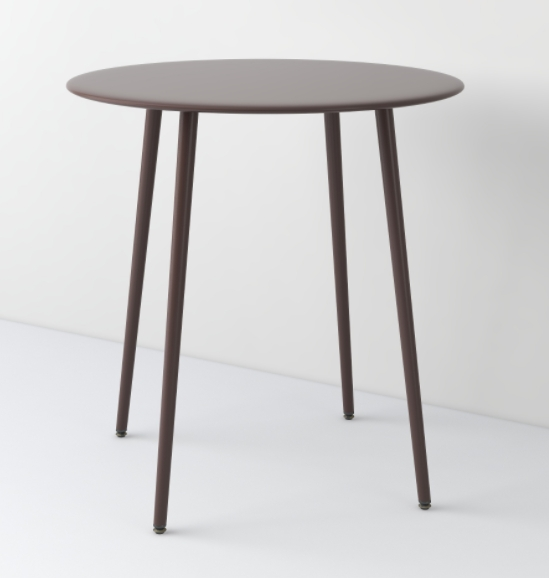 Carbon steel outdoor table with cone feet