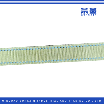 Jacquard Webbing 1cm Light Blue with Gold Stripes