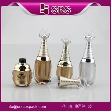 SRS cosmetic acrylic 10ml 15ml empty gold nail polish bottles