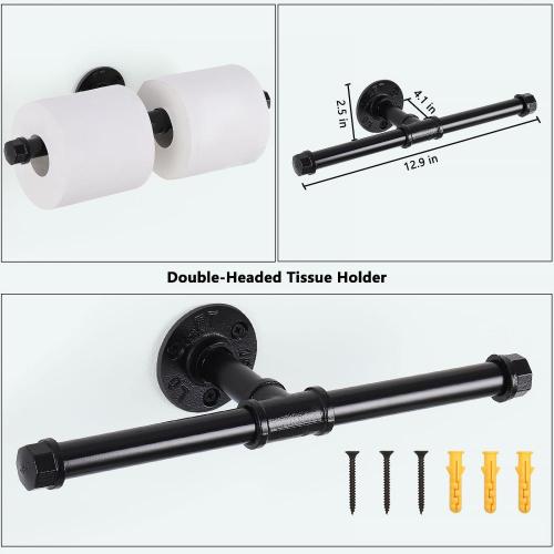 Wall Mounted Matte Black Bathroom Towel Holder Set