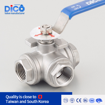 CF8M BSP/BSPT L/T Port Three Way BALL VALVE