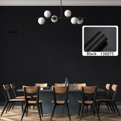 Black PVC Self-Adhesive Bedroom Office Wallpaper