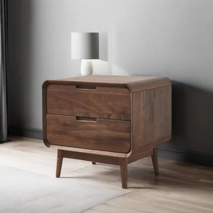 Minimalist Black Walnut Bedside Cabinet for Home Use