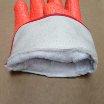 Orange PVC coated gloves smooth finish safety cuff