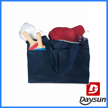 Double pocket canvas tote bag wholesale