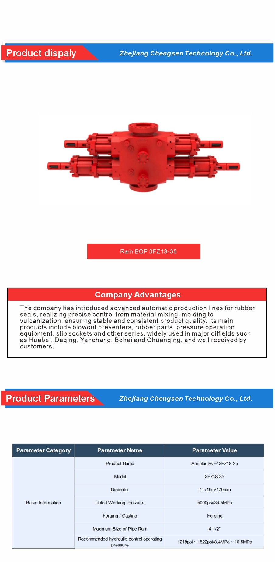Forged Ram BOP for Workover Operations