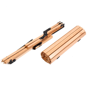 Portable Wood Folding Roll Top Table for Outdoor Picnics and Camping