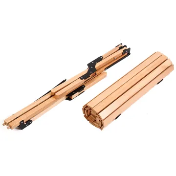 Portable Wood Folding Roll Top Table for Outdoor Picnics and Camping