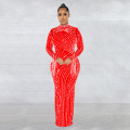 Sexy transparent crystal sleeveless evening gown