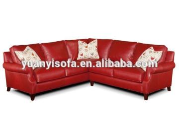 New design Corner leather sofa living room sofa sets YLC1024 RED LEATHER