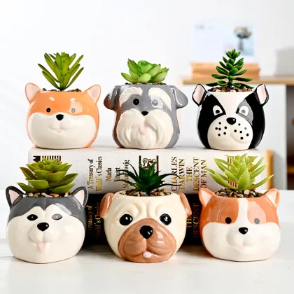 Creative Resin Succulent Vases with Cartoon Animal Designs