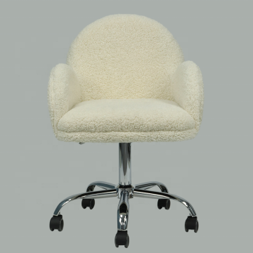 Cute Design Lambswool Leisure Office Chair with Wheels and Backrest