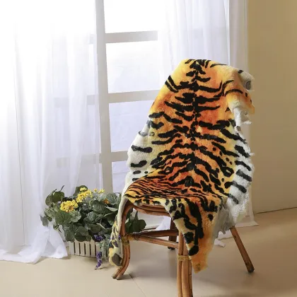 100% Natural Australian Real Sheepskin material 43X27.5" tiger blanket tiger rug