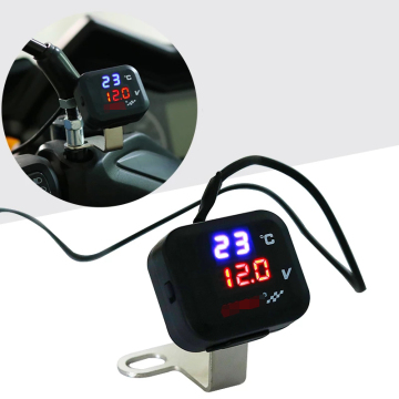 Undefined  Motorcycle Voltmeter Indicator Temperature Voltage Display With USB Charge