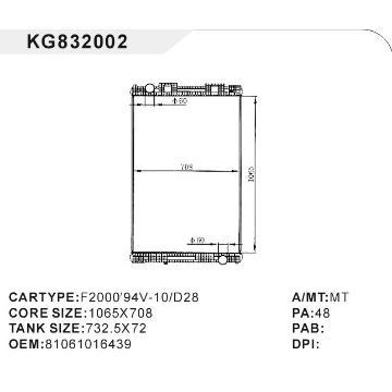 auto radiator car:F2000\'94V-10/D28 OEM:81061016439