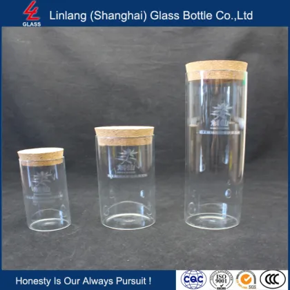 hot sales clear glass storage jar with bamboo/wooden lid