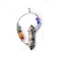 7 Chakra aura therapy Drop Crystal Bell hexagonal Point Stone Pendant and healing crystal roll grinding palm gem meditation jewe