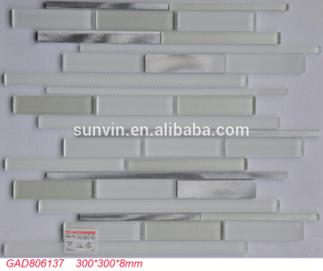 Subway sticker pattern glass mixed stainless steel mosaic tile WhatsApp:008618934301059