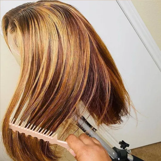 Ombre Color Short Bob Wigs Human Lace Frontal Closure Bob Wigs 150% 250% 300% Full Brazilian Cuticle Aligned Human Hair Wig