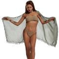 Shawl or Head Scarf Wrap Skirt Womens Beach Sarong Pareo Short Skirt with Tassels Supplier