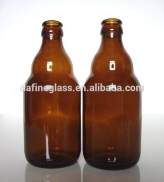 custom made 330ml /12OZ amber woozy glass beer bottles with crown top cap china manufacturer