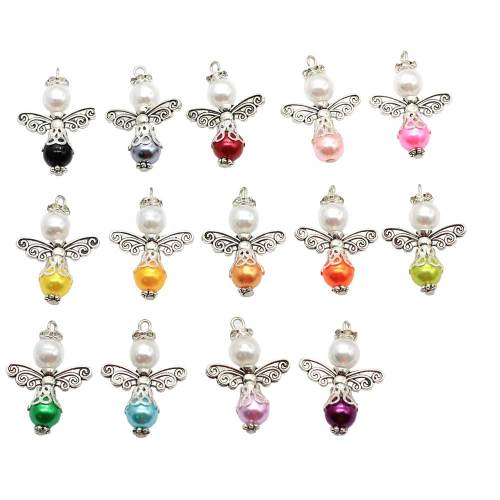 Wholesale Artificial Alloy Wing Charms with Pretty Pearl Beads Craft DIY Jewelry Finding Pendants Necklace Accessories