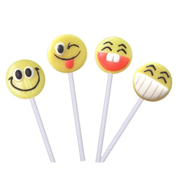 Fruit flavor decorated smile face emots lollipop candy