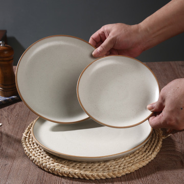 Vintage Ceramic Plate for Hotel Restaurant - Steak and Dessert