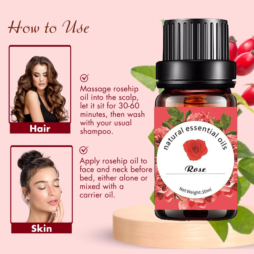 Extrato de planta pura Rosehip Óleo essencial para cuidados com a pele de grau cosmético Óleo de roseira orgânica natural