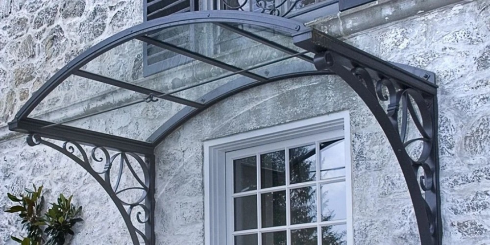 Curved canopy bent tempered glass