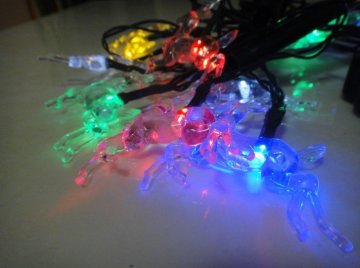 Colorful solar strip light with 10 Deer led+4.5M lenght Cable using for christmas,festival decoration